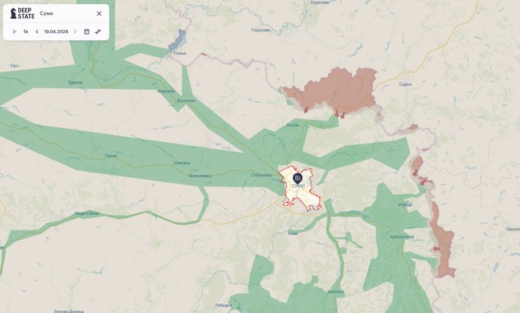 Карта фронта на Сумском направлении, 20 марта, DeepState