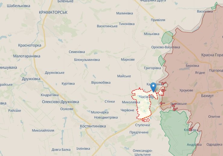 Бої на сході, Часів Яр, карта, 28 травня