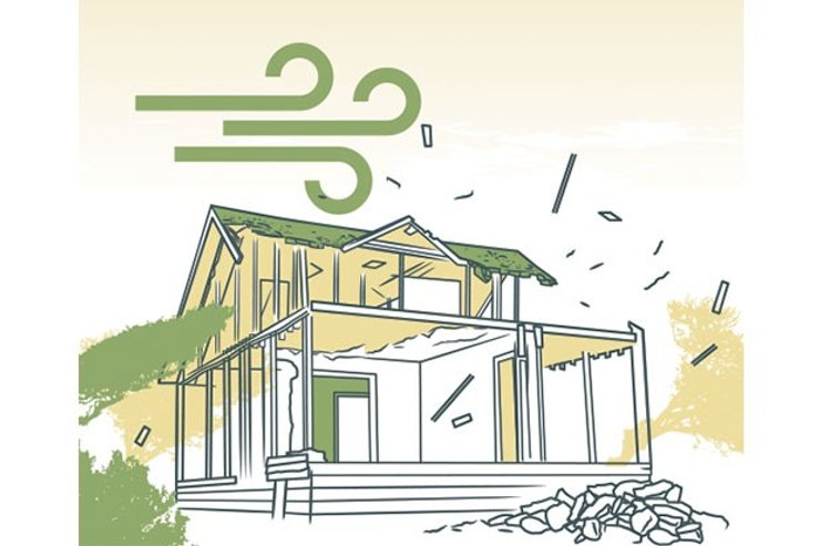 дом, крушение, рисунок