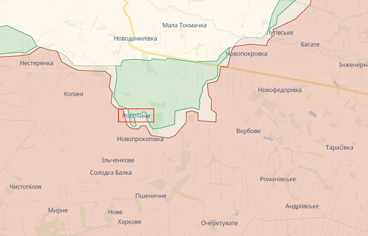 Роботине, карта наступ, карта війни в Україні онлайн, DeepState, карта бойових дій