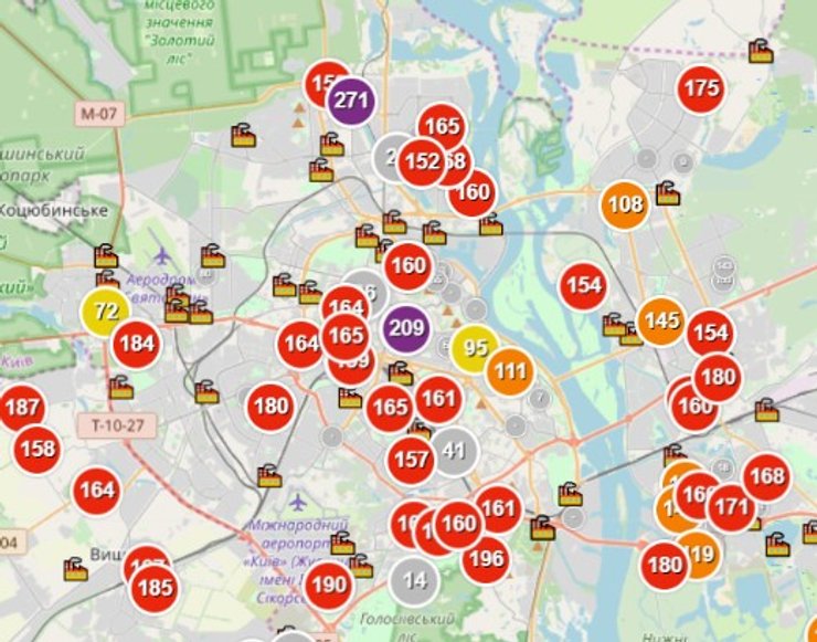 загрязнение воздуха, киев, saveecobot