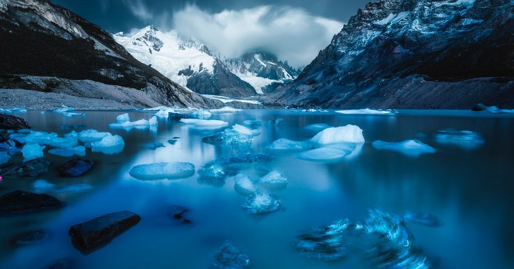 горы, лед, вода, фото