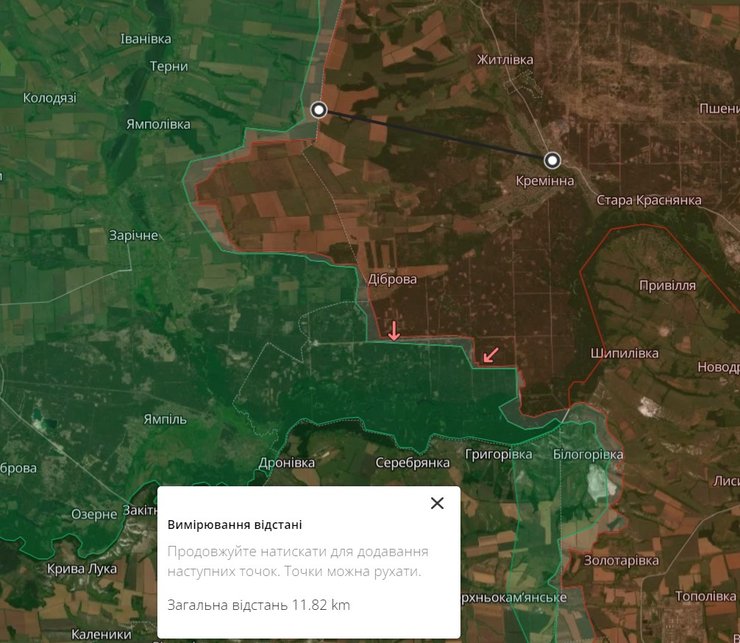 Лінія фронту під Кремінною