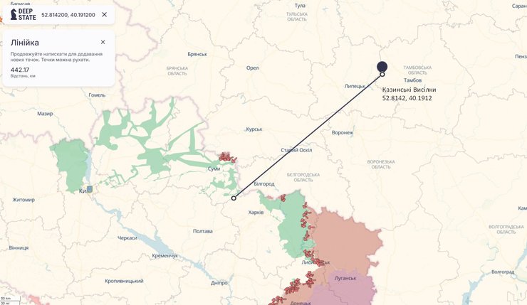 Карта с расстоянием до Казинских Выселок, в которых взорвали "Дружбу" 3 декабря