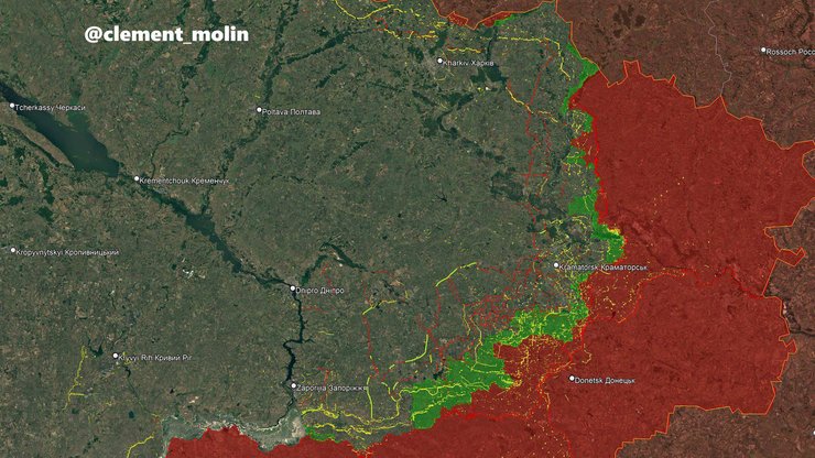 Инфографика с укреплениями ВСУ 2022, обозначенными желтыми линиями