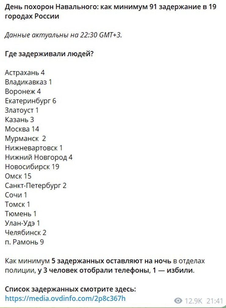 Навальний, похорон, опозиція, затримання