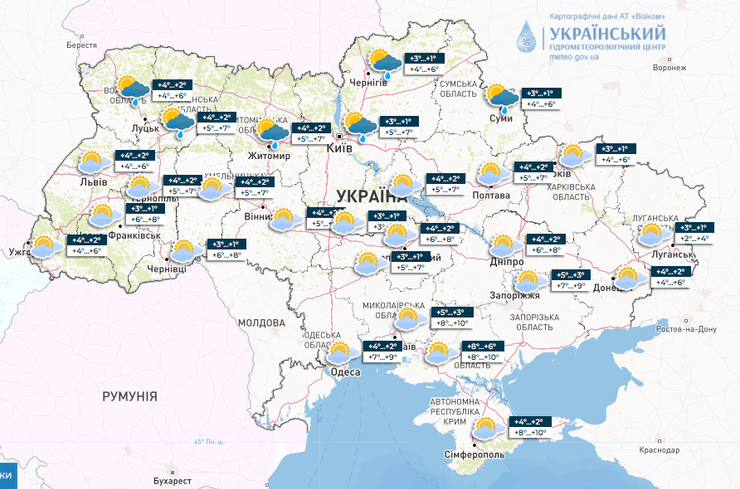 Карта погоди на 20 грудня