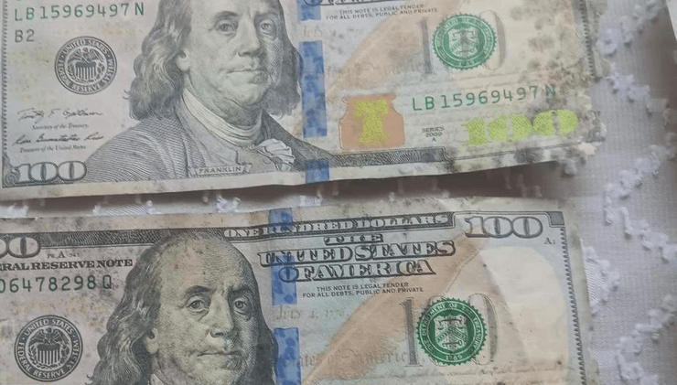 Женщина нашла потерянные деньги, испорченные банкноты, как обменять испорченные деньги, банкноты, купюры, доллары, пенсионерка, как погасить долги