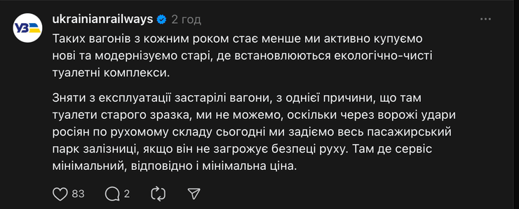 реакція укрзалізниці