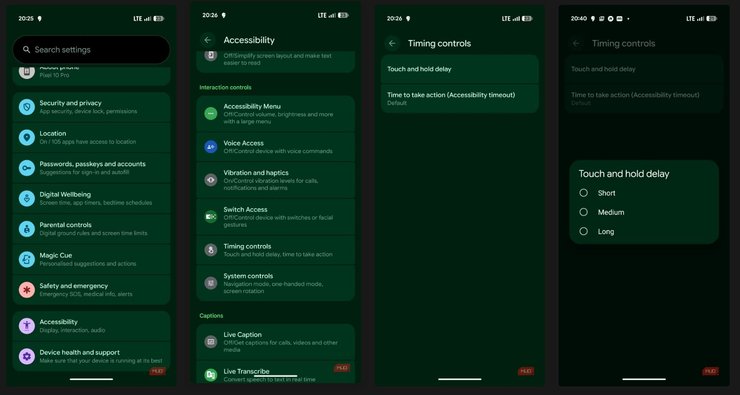 налаштування touch and hold delay приховані функції android