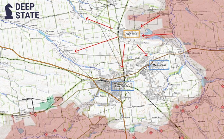 DeepState показали сиутацію біля Покровська та Родинського 5 серпня