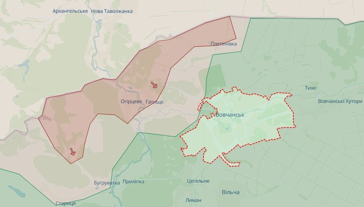 Наступление РФ на Харьков, Волчанск, карта 13 мая