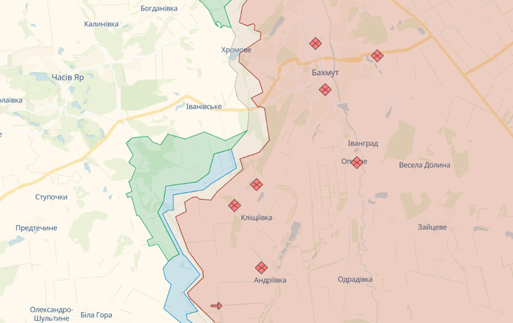 Карта Deep State, карта Бахмут, напрямок Бахмут