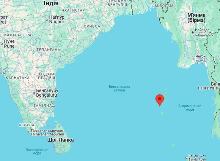 Місце розташування Північного Сентінельського острова
