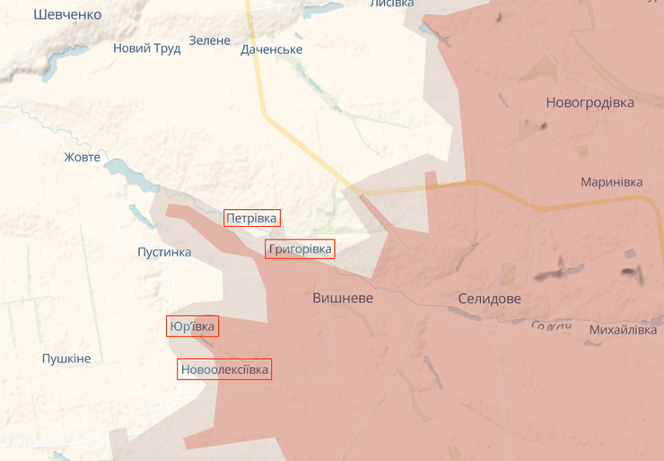 Покровськ, Покровський напрямок, Покровський район, Донецька область, Григорівка, Петрівка, просування ворога, просування ЗС РФ