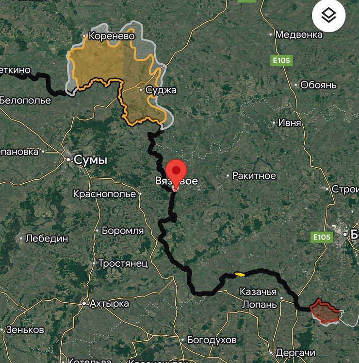 Місце розташування села В'язове