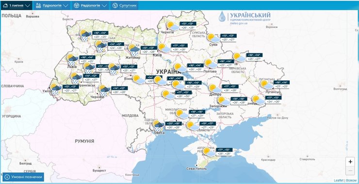 погода, карта, 1 липня, дощі