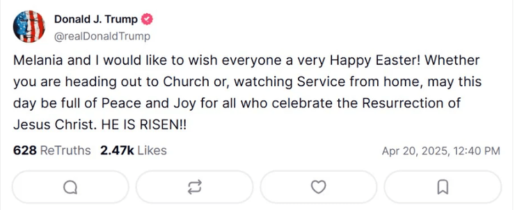 Трамп привітав американців з Великоднем