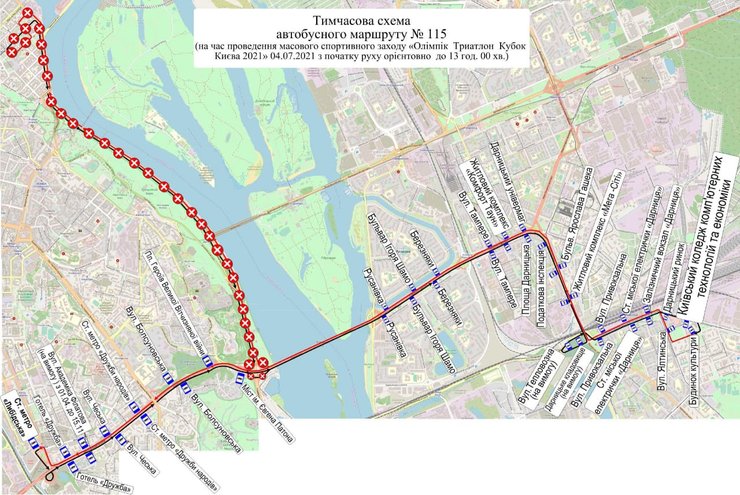 автобус 115, схема маршрута