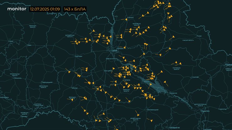 движение Шахедов карта