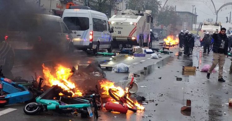 погром в брюсселе, брюссель, беспорядки, самокат