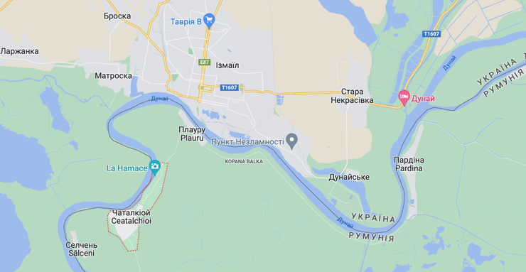 Румыния, Украина, Чаталкиой, карта