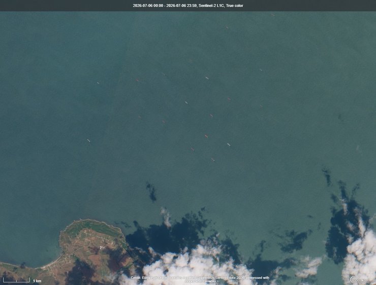 Фото зоны поражения кораблей РИ в Азовском море, 7 июля