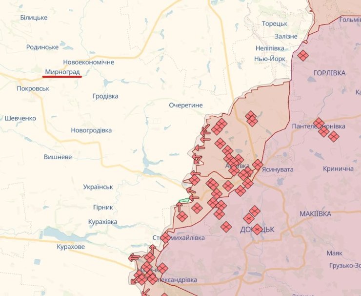 Мирноград, карта