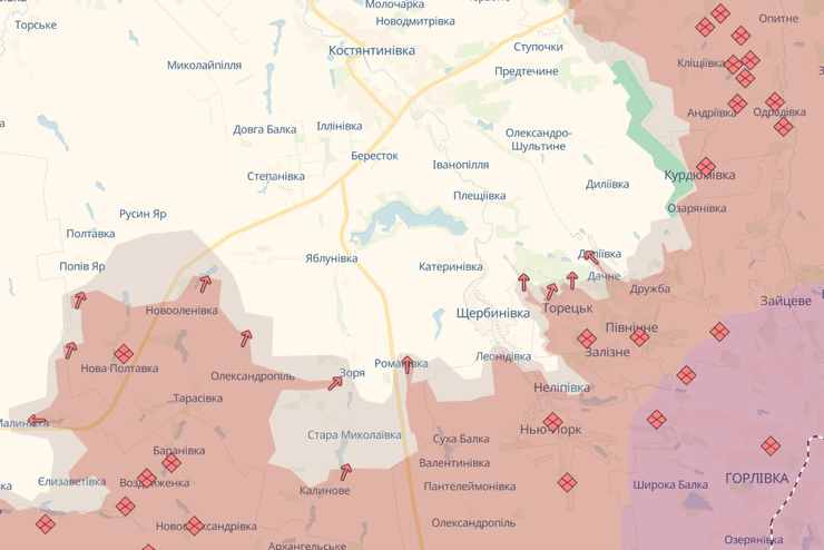 Костянтинівський напрямок на мапі DeepState