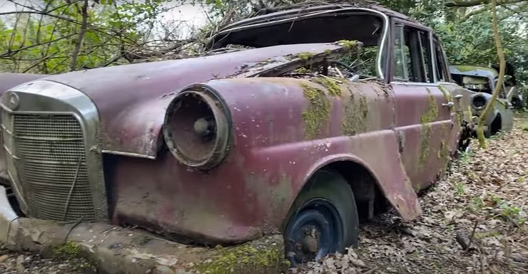 Mercedes W110, кладбище авто, ретро авто, старинные авто, Citroen DS