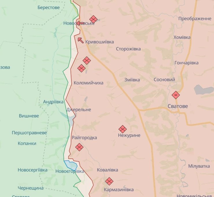 Карта боевых действий, Купянско-Лиманское направление