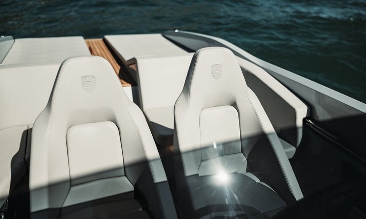 сиденья порше, Frauscher x Porsche 850 Fantom Air, катер Porsche, электрический Porsche