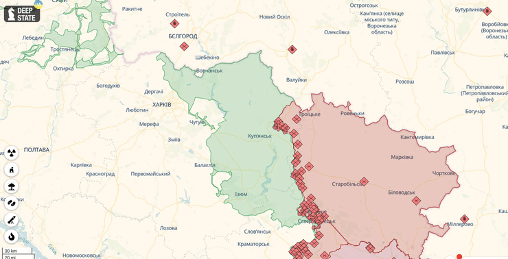 Война в Украине. Карта Харьковской области