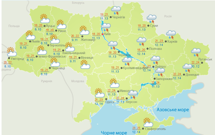 прогноз, погода, 24 травня, карта