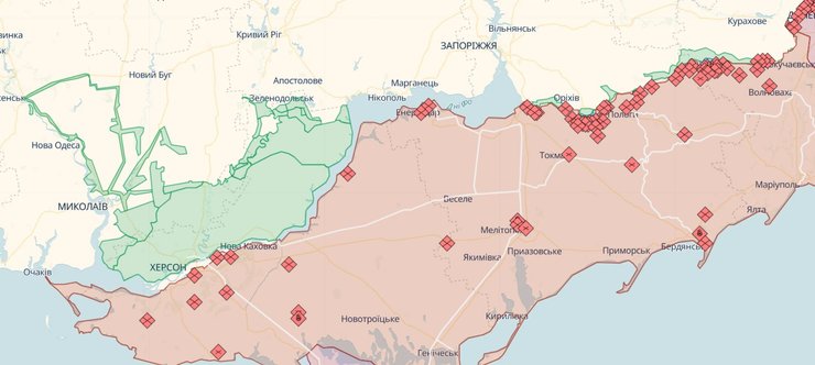 Юг, карта боевых действий, бои