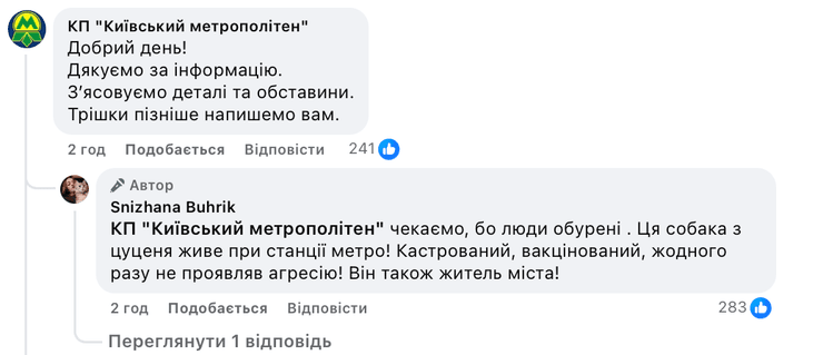 Киевский метрополитен отреагировал на возмущение киевлян относительно запрета на вход в укрытие для собаки Миши