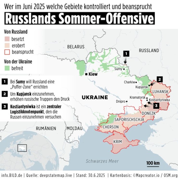 Bild опублікувало карту бойових дій в Україні