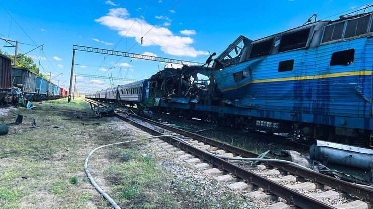 пошкоджений внаслідок атаки дрона 18 липня поїзд у Запорізькій області