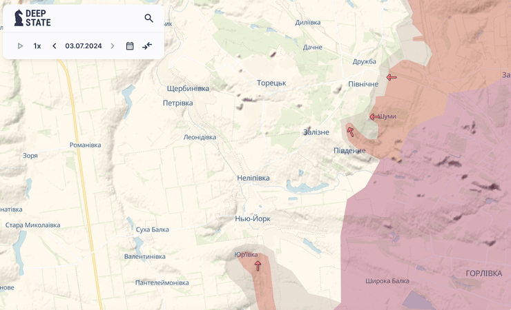 битва за торецьк, мапа боїв на сході