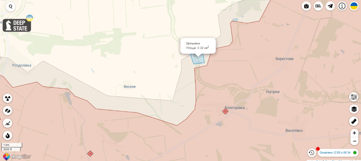 Захвачена позиция оккупантов в районе Соледара Фото: deepstatemap.live