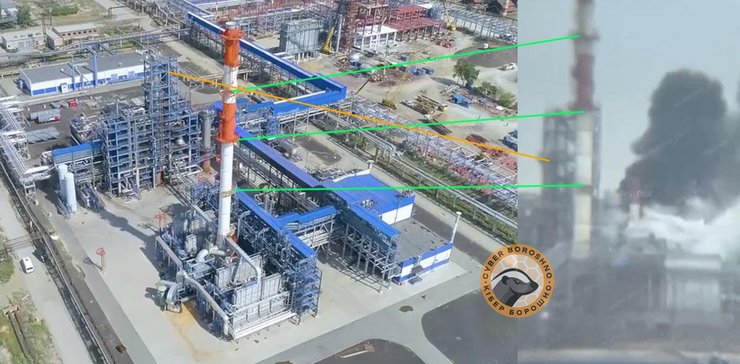 Інфографіка з геолокацією влучання по Орському НПЗ 11 листопада