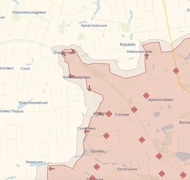 Донецкий отрезок, карта