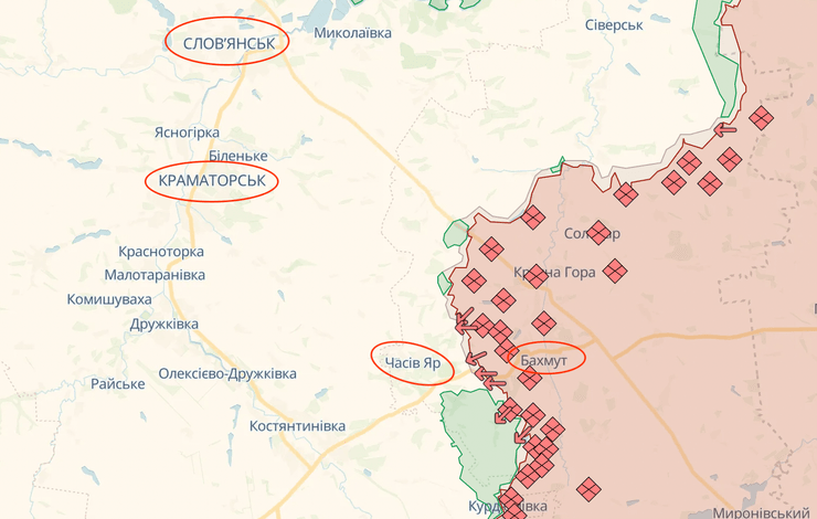 часів яр, часів яр карта, Часів Яр на карті України, Донецька область, карта Донецької області, костянтинівка донецька область