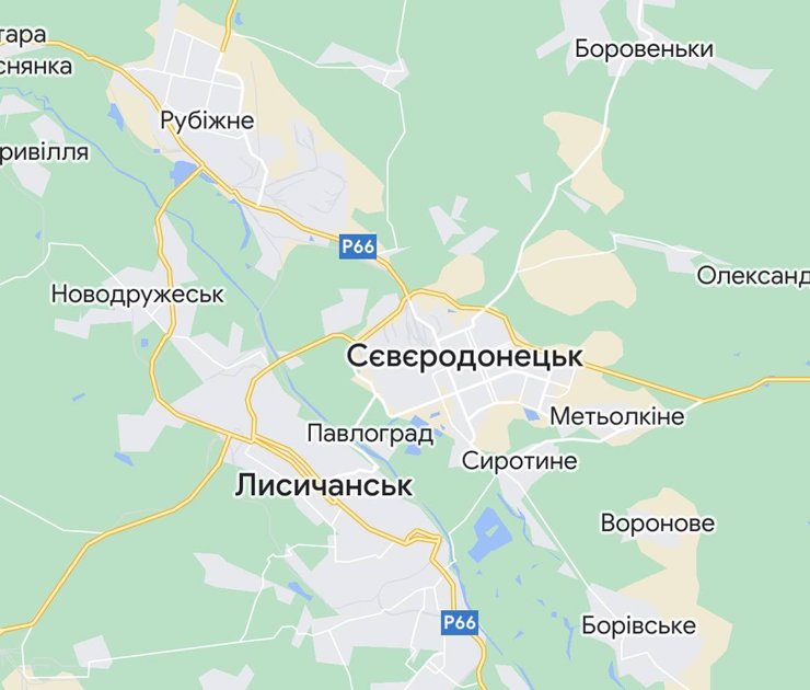 Северодонецк, Лисичанск, Рубежное, карта