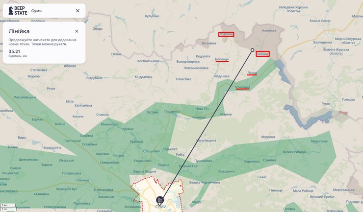 Наступ ЗС РФ, Сумська область, 28 квітня, карта, DeepState