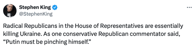 Стивен Кинг, Кинг, Путин, Владимир Путин, США, помощь Украине