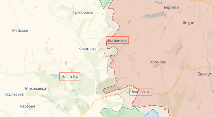 Часів Яр, Часів Яр на карті Донецької області, Часів Яр карта, Часів Яр карта бойових дій, карта Донецької області