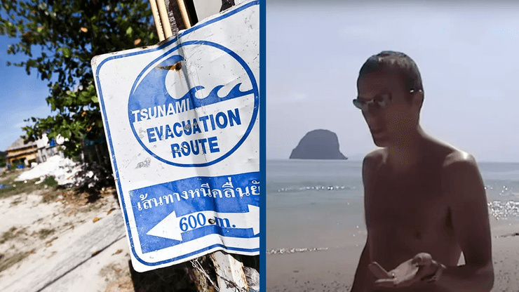 Мужчина случайно снял на видео начало катастрофы на пляже в Таиланде