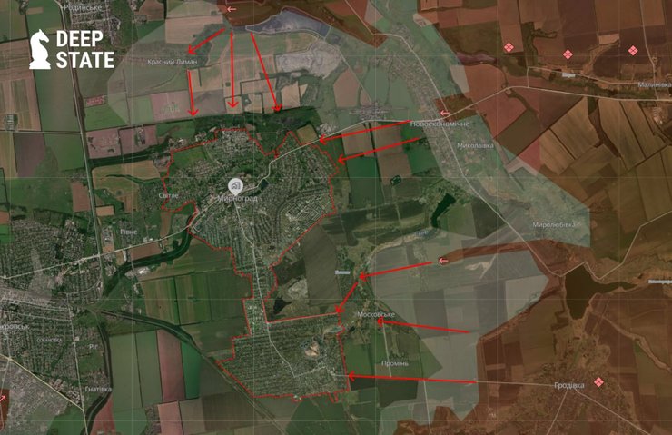 Карта боевых действий в Мирнограде