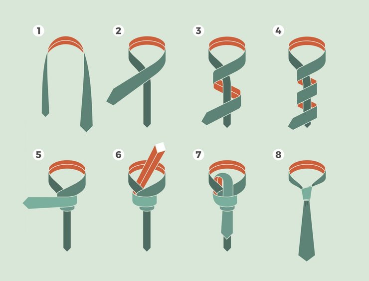 Узел принц Альберт, повязывать галстук, поэтапный метод
